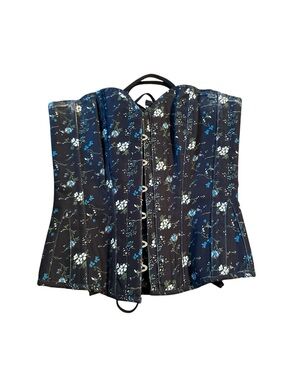 Corset story Floral Strapless Corset Top in Navy and Blue size 28